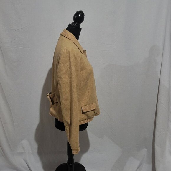 Gap jacket cropped winter fall wool blend coat light brown tan camel neutral - Picture 4 of 16